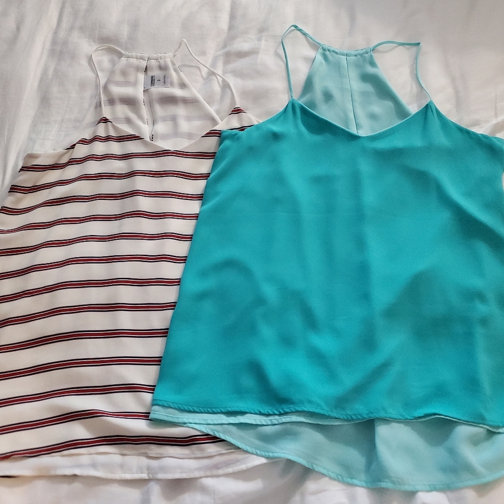 Lot of 2 Women's Express Spaghetti Strap Reversible Tank Tops Size S